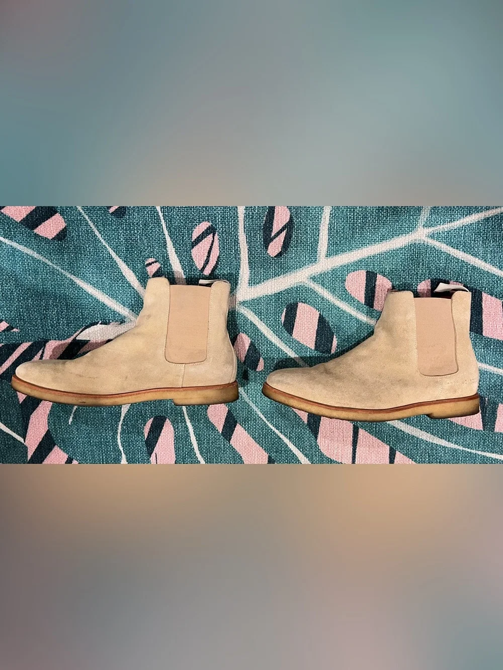 Common Projects Sand Suede Leather Chelsea Boot With Gum Sole